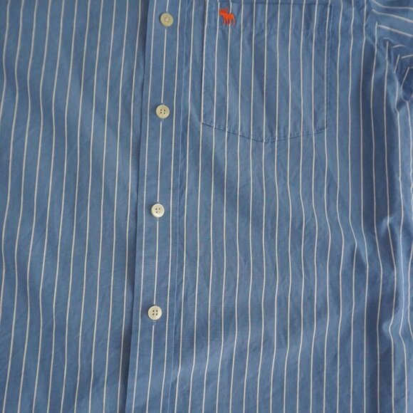 Abercrombie & Fitch New York Blue White Muscle Stripe 100% Cotton Dress Shirt M - Picture 6 of 10